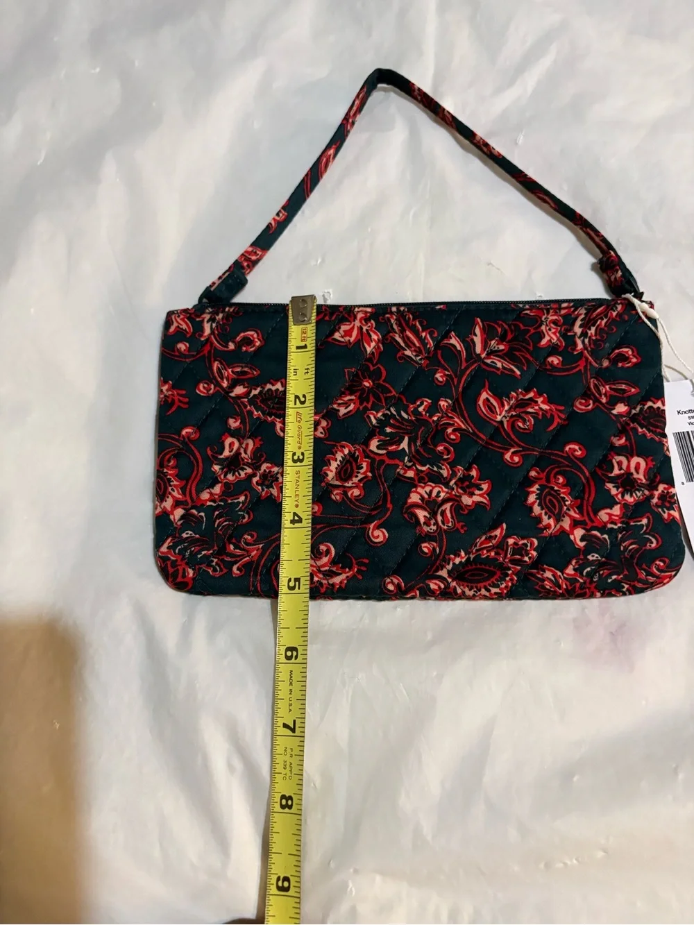 Vera Bradley Navy Blue Quilted Wristlet with Red Floral Print